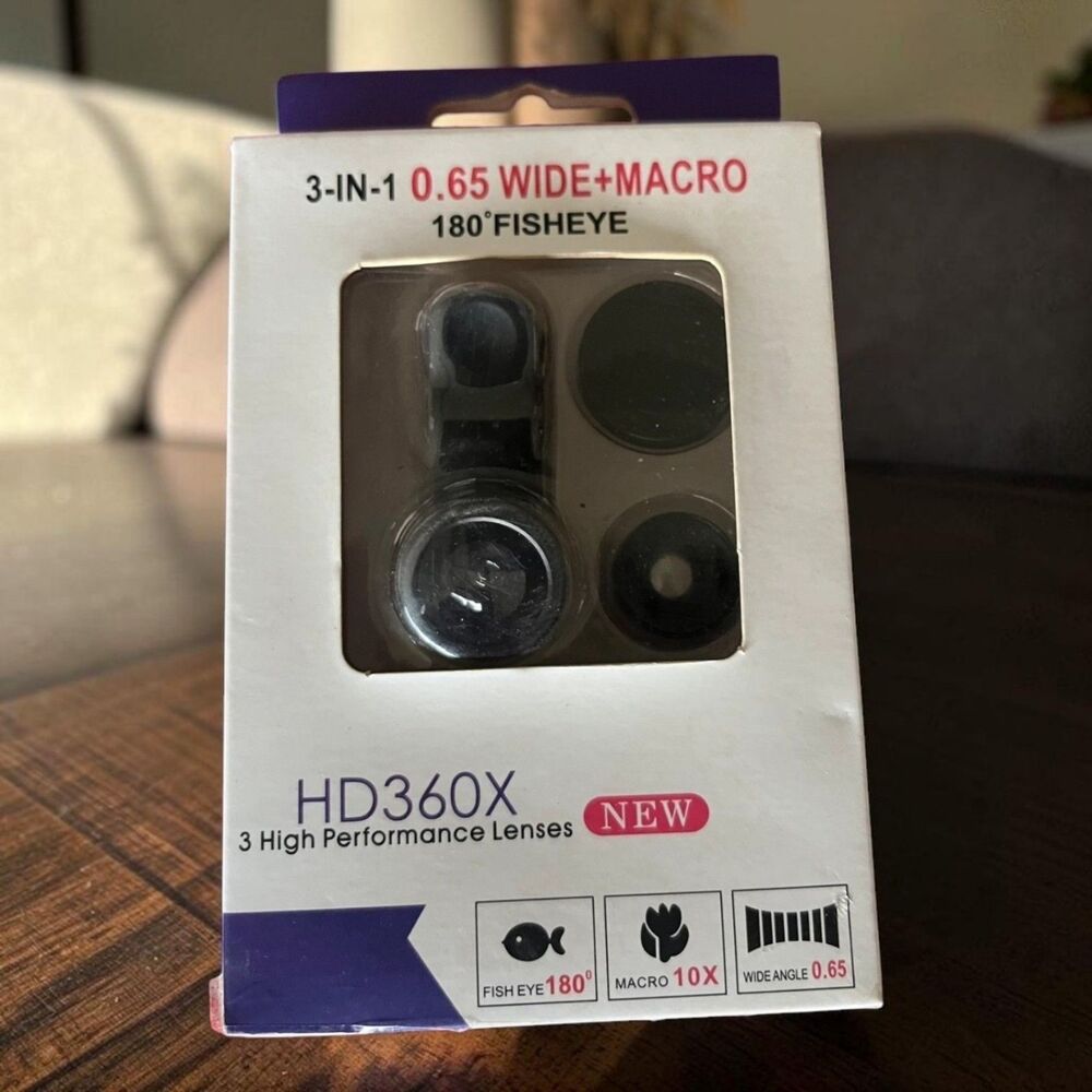 HD360X 3-in-1 Universal Phone Camera Lens Kit, Wide Angle Macro Fisheye, Clip-On - Picture 5 of 5